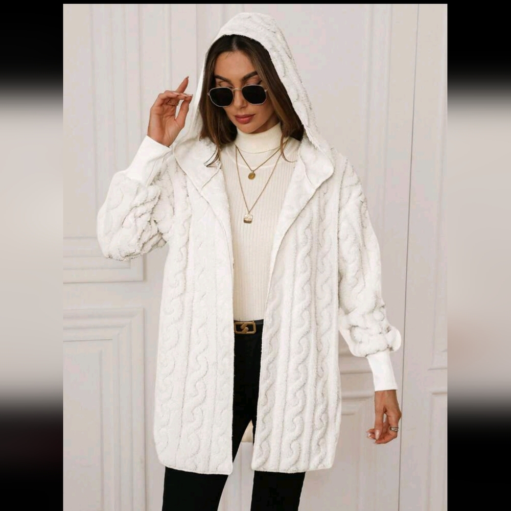 Women's Regular Casual Hoodie Jacket With Ribbed Cuffs, Comfy Texture - Picture 3 of 4
